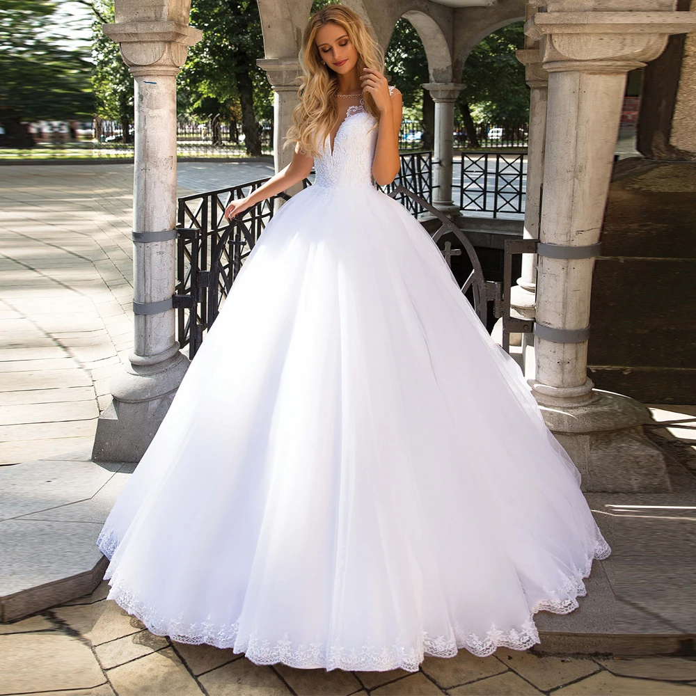 ON444 Ball Gown Wedding Dresses - Beaded Back, Scoop Neck