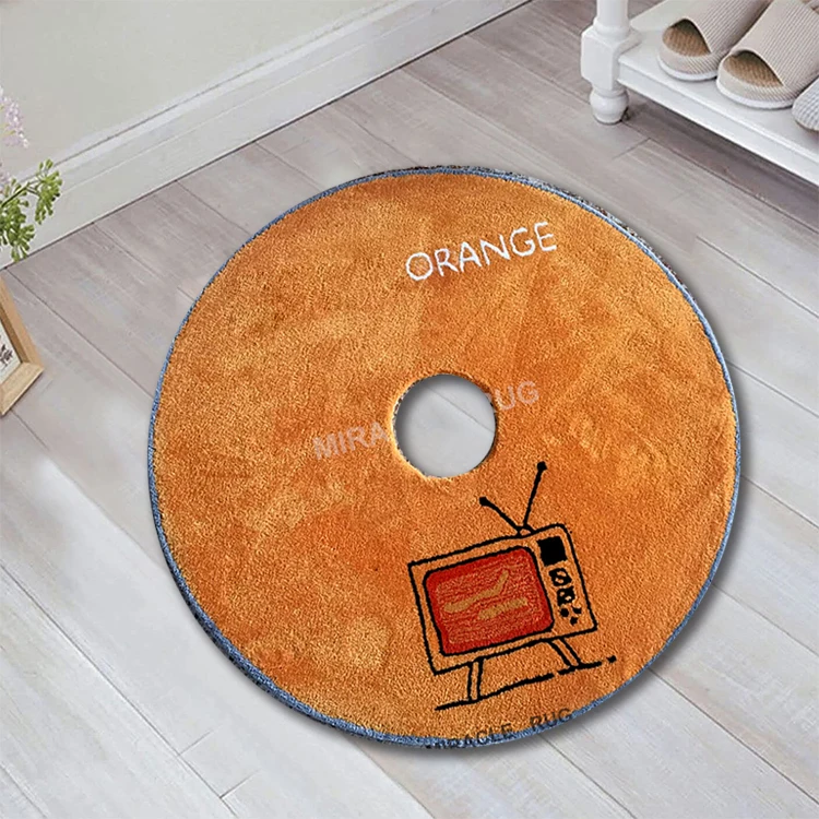 Custom Designer CD Shaped Carpet Round Area Rug Hand Tufting Designs 3D Music Bedside Customized CD Disc Carpet Logo Rug Carpets