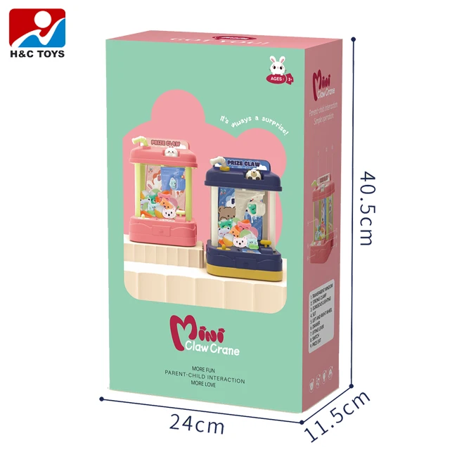 Children Simulate Mini Claw Crane Doll Machine Toy with Music and Light Cartoon Claw Machine Plush Toys