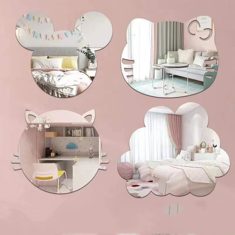 Rectangular Bathroom Acrylic Butterfly Shape Mirror Wall Mounted PS Mirror Stickers Decorative for Home Gym Door