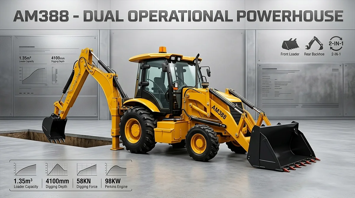 Reliable 18.5 Ton CE Certified 4x4 Wheel Loader with Cummins Euro 5 Engine High Power Backhoe Loader for Earth Moving