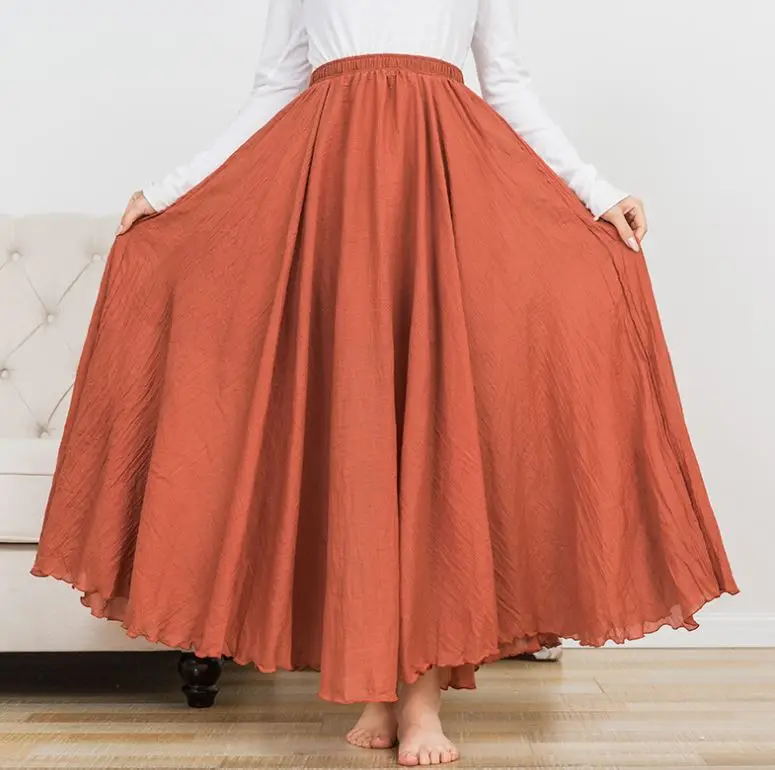 Wholesale Falda larga de lino con dobladillo para mujer, Falda corta regular de 75cm, 85cm y 95cm de longitud, para baile From m.alibaba.com
