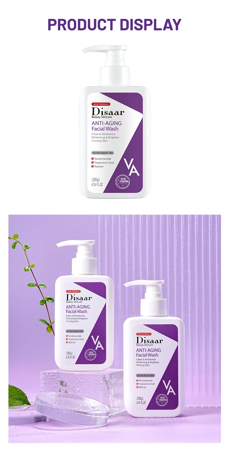 Retinol & Nicotinamide Whitening Reduce Wrinkle Face Cleanser Firming Moisturizing Mild Cleansing Repair Face Wash