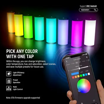 NEEWER Magnetic Handheld Light Wand with APP Control, 360 Full RGB Mini LED Video Light Stick with 2550mAh Battery detail image