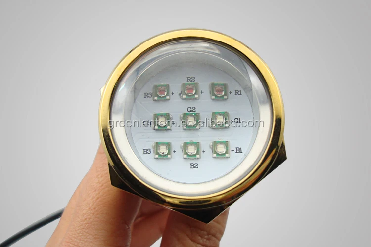 9LEDs 27W IP68 Titanium Alloy Shell Yacht Submarine Lamp RGB Boat Drain Plug Light Color Marine Underwater Boat Lights