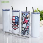 Creative Gift Double Wall 20oz Skinny White Sublimation Straight Blanks Stainless Steel Tumblers With Metal Straws