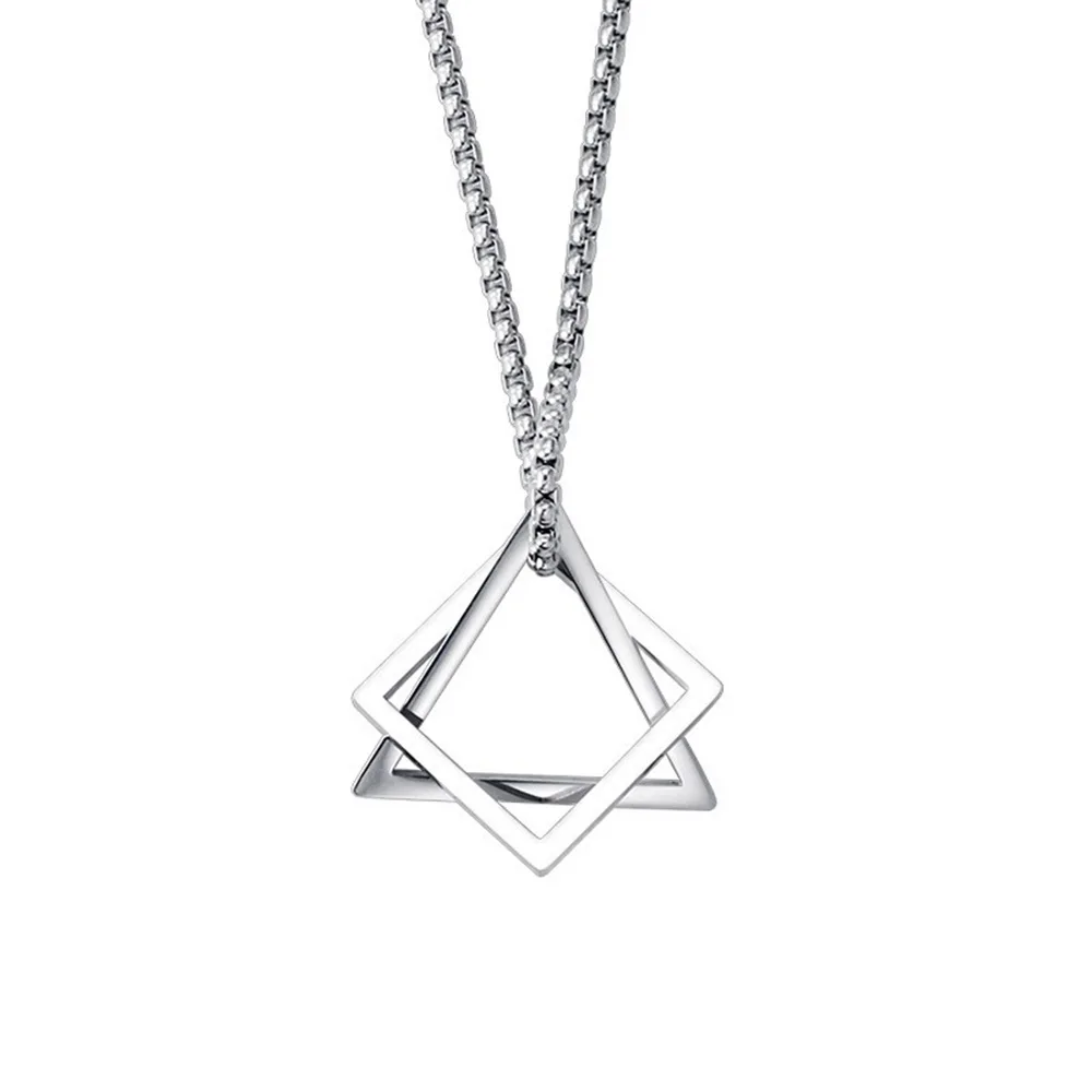 Punk Male Square Triangle Pendants Necklace for Men - Main Image