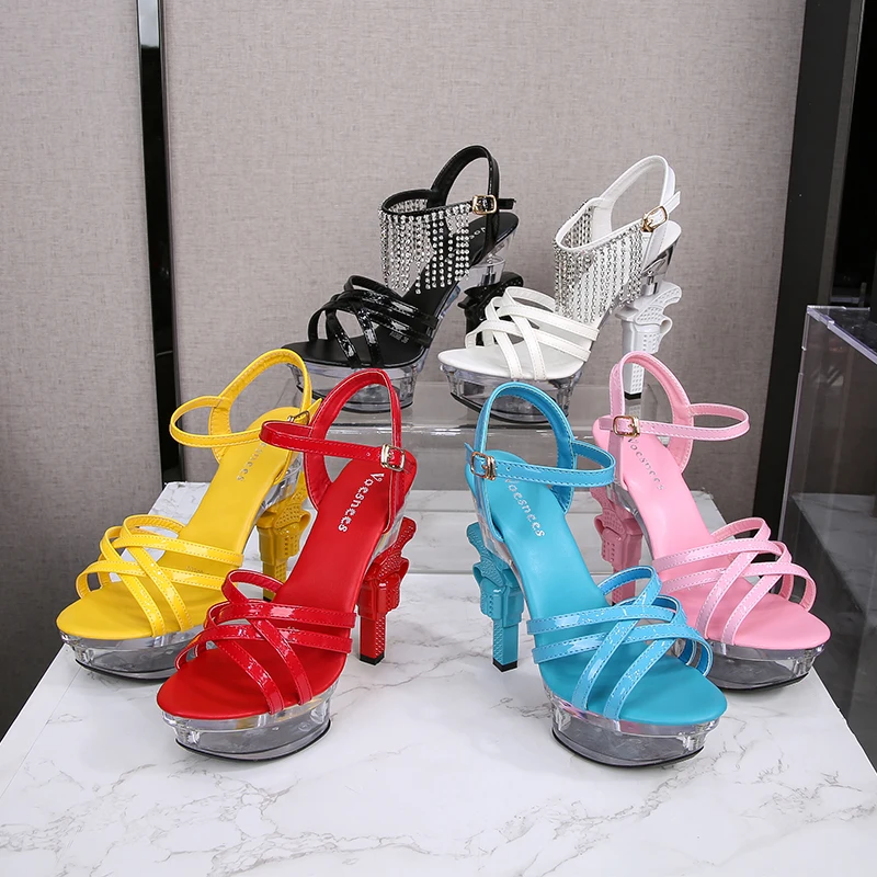 New Fashion Women Shoes Luxury Led Light Platform High Heels 14 Cm Strippers Sandals For Women 5747