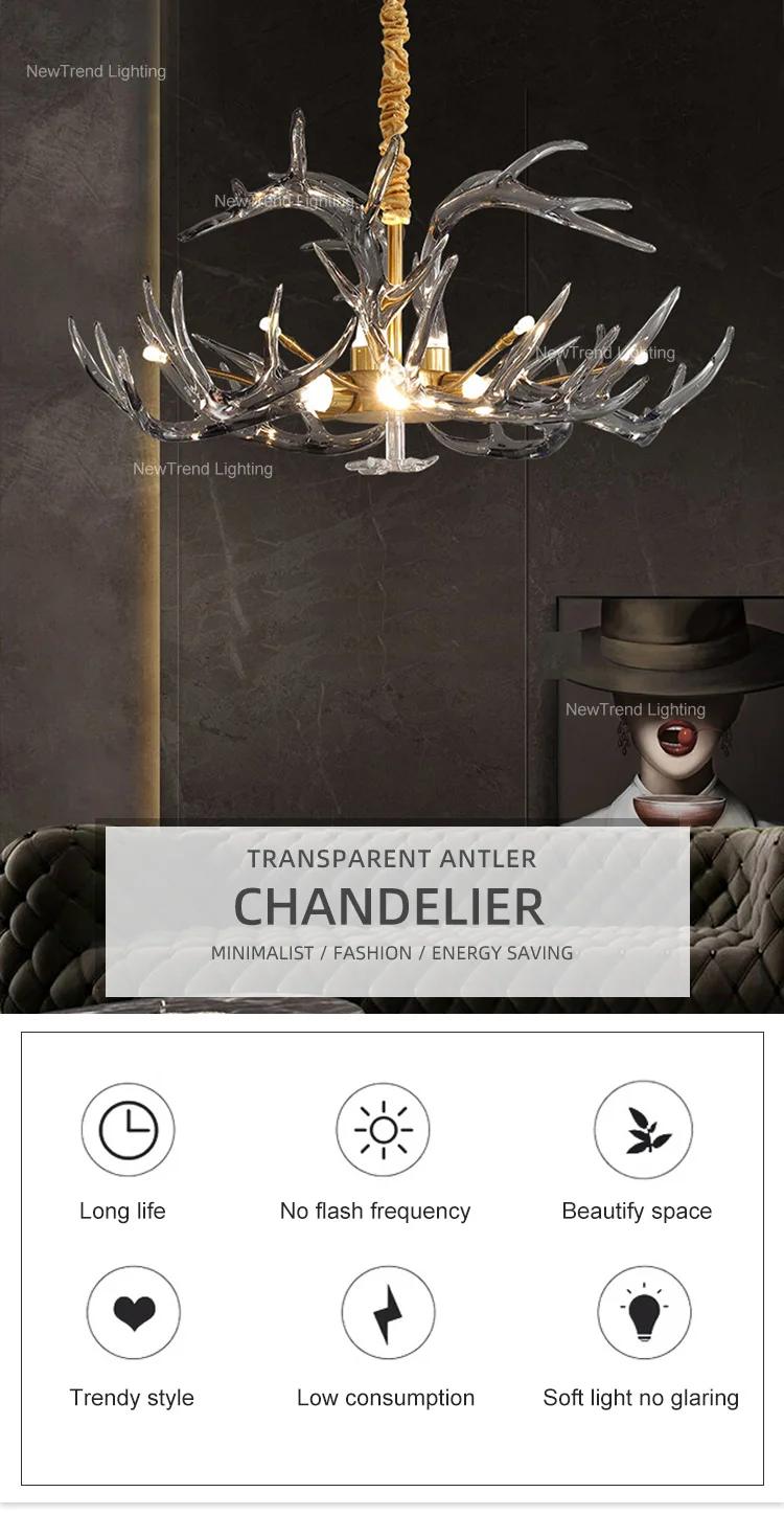 cpl 214 modern design indoor decoration custom hotel villa club gallery home dining living room metal acrylic antler branch chandelier-0