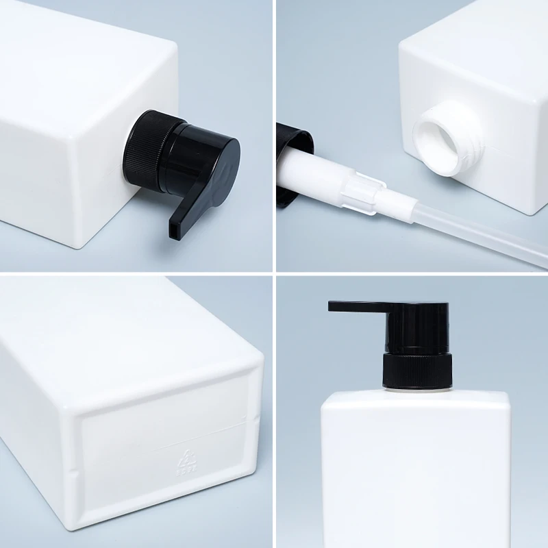 Large Capacity 500ml 750ml 1000ml Shanpoo Shower Gel Plastic square Bottles Custom