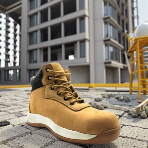 Cross-Border Safety Mid-Top Outdoor Kelvar Leather Upper Rubber Shell Toe Anti-Smash Anti-Slip Power Martin Foot Protection