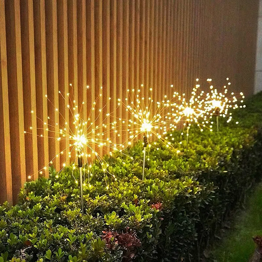 LED Garden Decorative String Lamp Solar Christmas Lights Outdoor Waterproof Firework Stake Light Ground Lamps