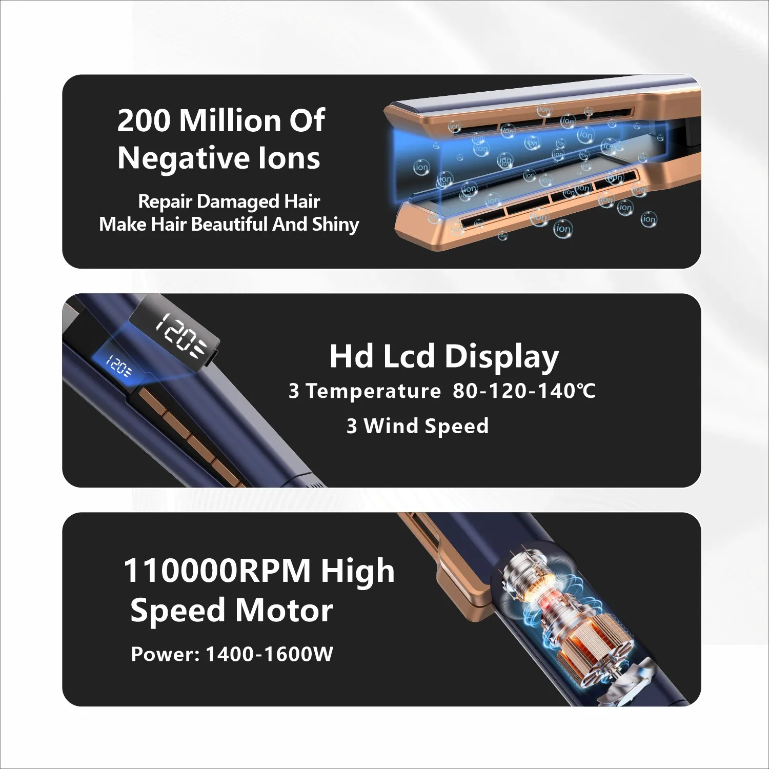 Mesky New Custom High Quality 3 in 1 Airflow air Wet to Dry Electric Negative Ion Flat Iron Blow Dryer Hair Straightener Machine