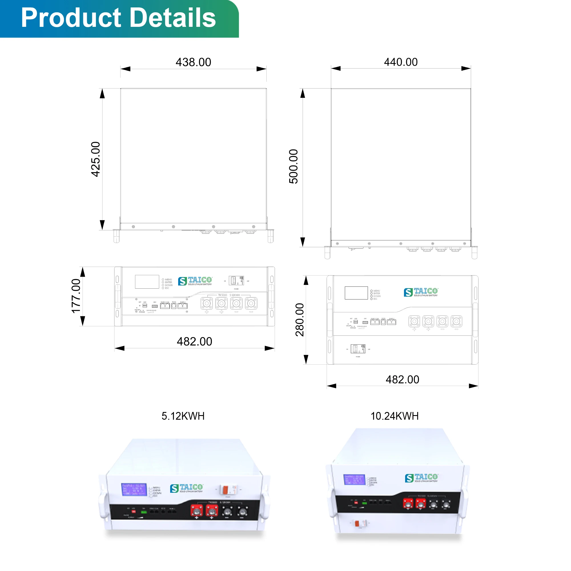 TAICO TKS500 Split Semi Solid 48v 100Ah Lithium Ion Batteries 5kWh 10kWh LiFePO4 Home Appliances 10 Years Warranty