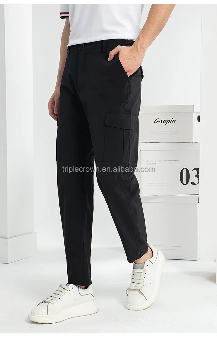 Wholesale Custom LOGO Multi Pockets Cargo Pant for Men Restaurant Bar Barista Casual Work Uniform Bartender Waiter Outdoor
