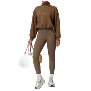 Women Hoodie Clean Girl  Gym Fitness Sweatshirt Casual Wear Yoga Jacket Sports Hoodie Stand Collar Full Zipper Warm