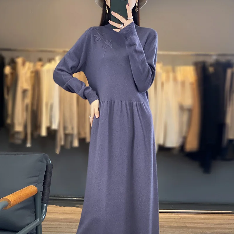 knee length dresses for ladies Cashmere Sweater Dress for Tall Women | Camel