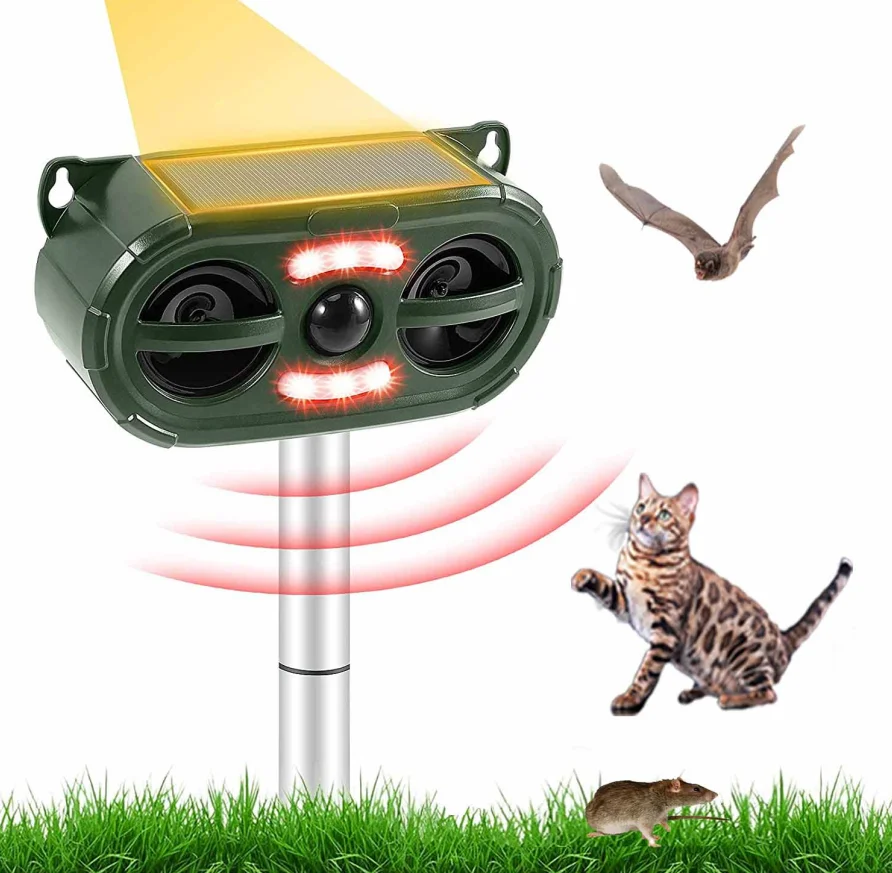 Saijzek High Effective IP66 waterproof Ultrasonic animal repeller repell bird dog mouse Solar mouse bird animal repeller