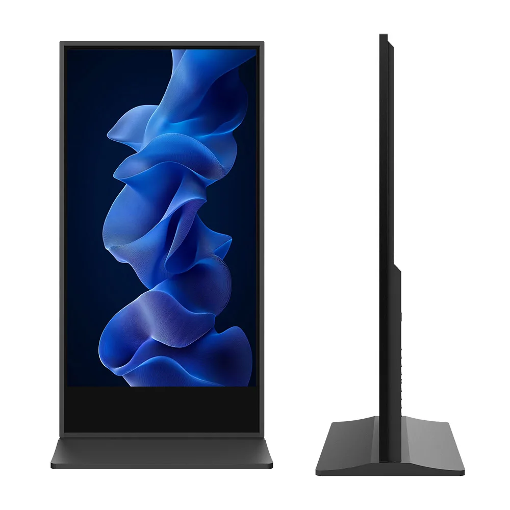 Portable 85-Inch Android Kiosk with Touch Screen Digital Advertisement Poster on Floor Stand Mobile LCD Display Device