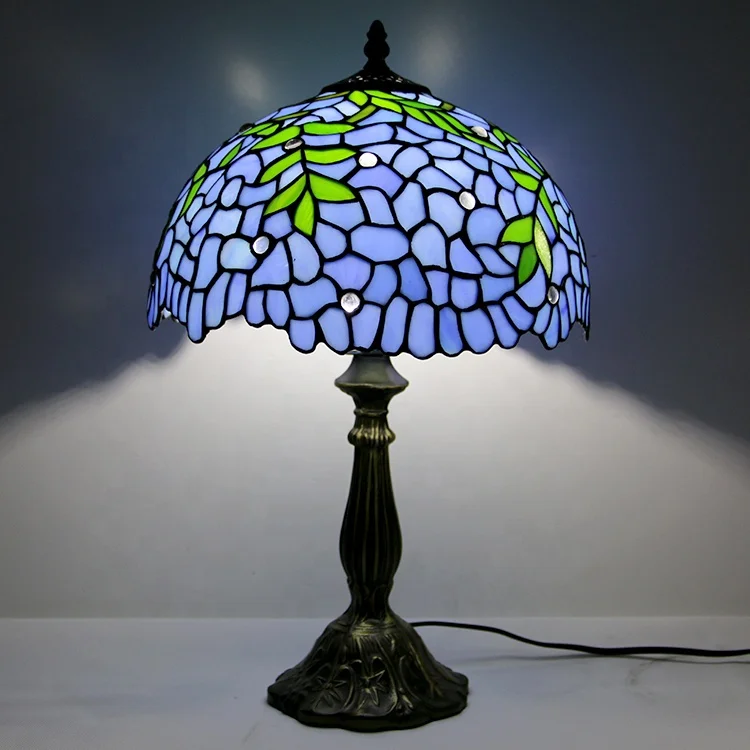 LongHuiJing 12 Inch European Stained Glass Sunflower Style Tiffany Table Lamp