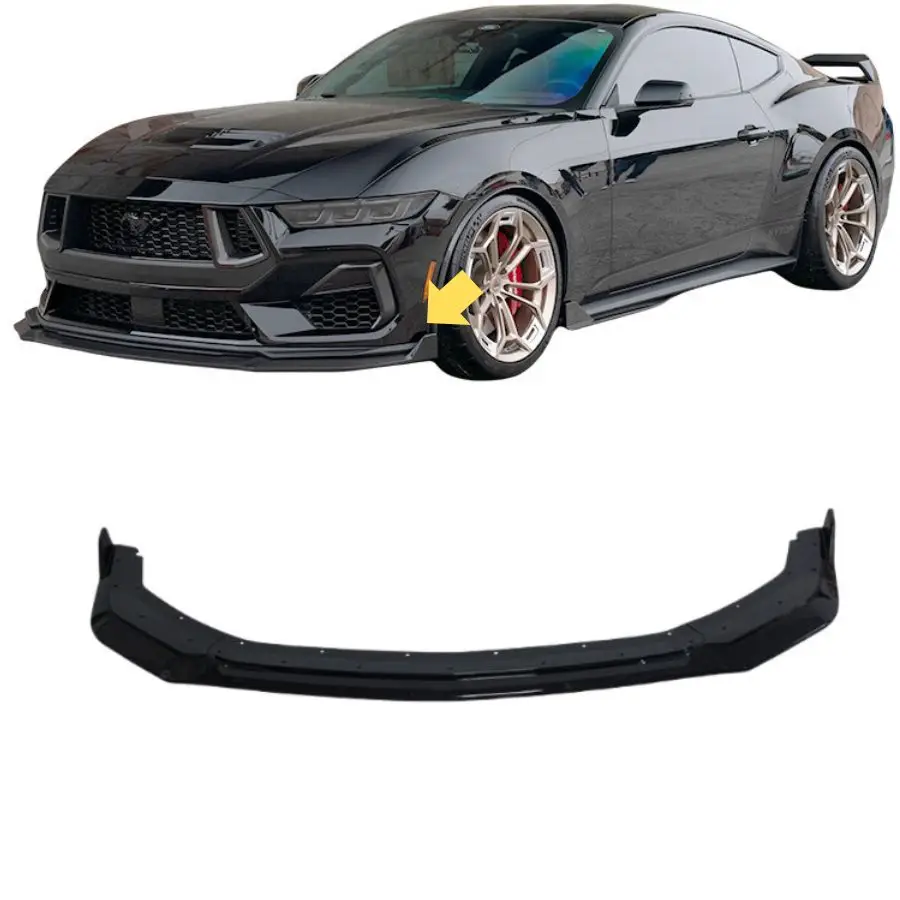 Front Bumper Lip Spoiler for Ford Mustang GT Ecoboost 2024 GT-Style 3PCS Front Splitter Body Kit Guard Exterior Car Accessories