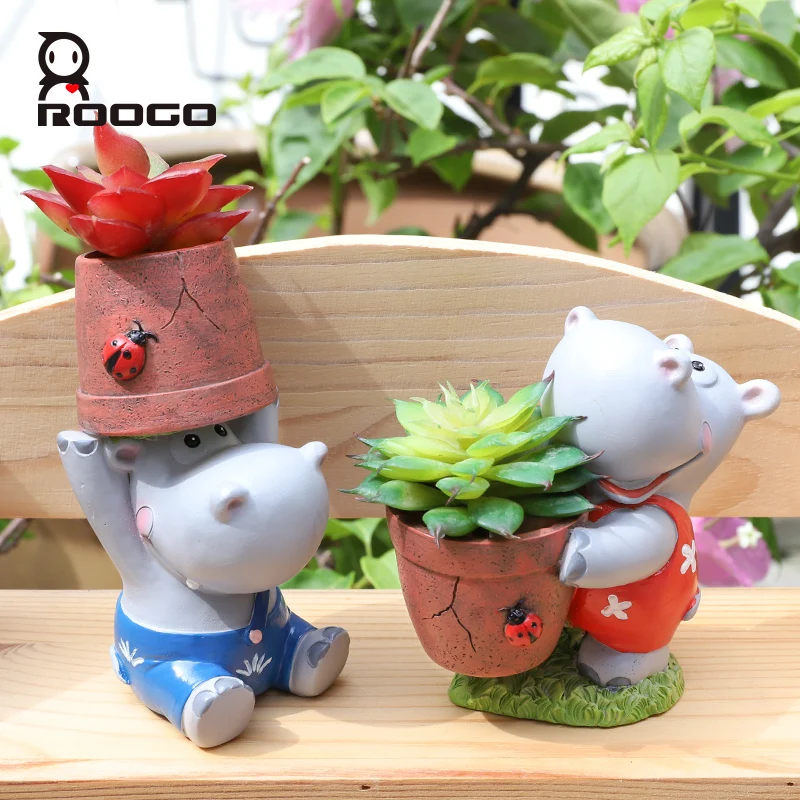 
Roogo каучуковый гиппопотамус в форме цветочных Горшков 