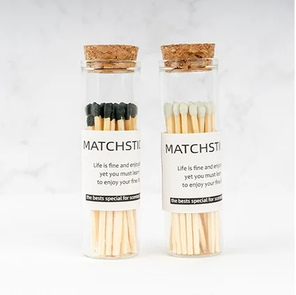 Customized labels 30mm Empty Straight Mouth Matchstick Glass Bottle Matches in glass jar