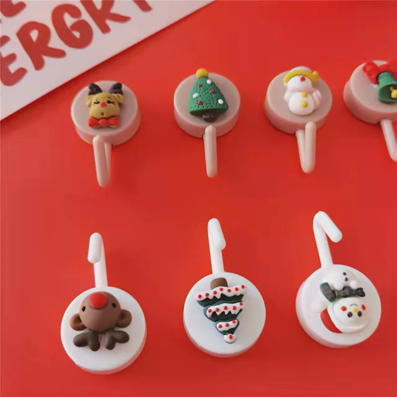 Creative cartoon novelty hooks Christmas Snowman Old elk traceless punch free adhesive novelty hooks strong adhesive novelty hooks supplier