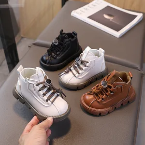 Rubber Sole Girls Ankle Boots Kids Wholesale Lace up Winter Baby Boys Shoes Unisex Walking Styles Cowboy Boots for Children