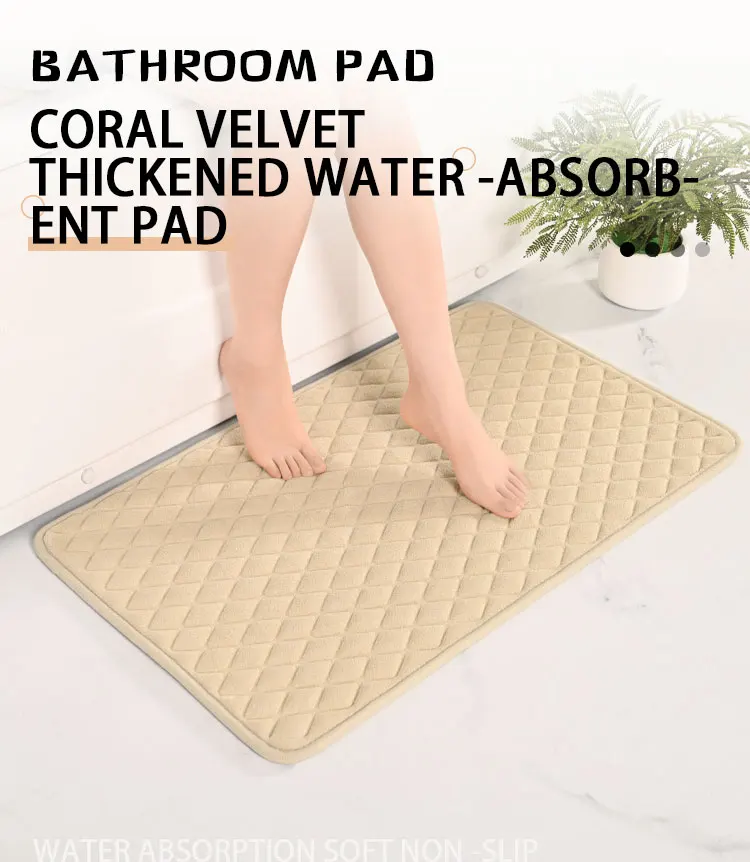 Luxury soft Non Slip Coral Velvet Absorbent Floor rubber bath mat super absorbent memory foam quick drying bath mat supplier