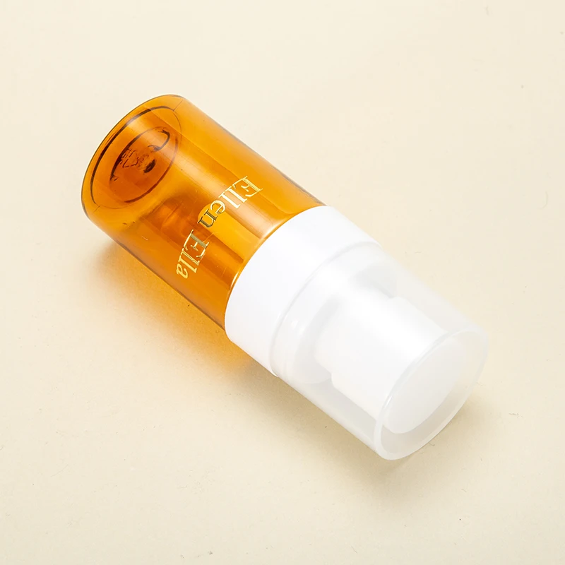 Portable Empty Cylindrical 30ml 60ml Small PET Plastic Bottles Lotion Orange Transparent Cosmetic Pump Bottle factory