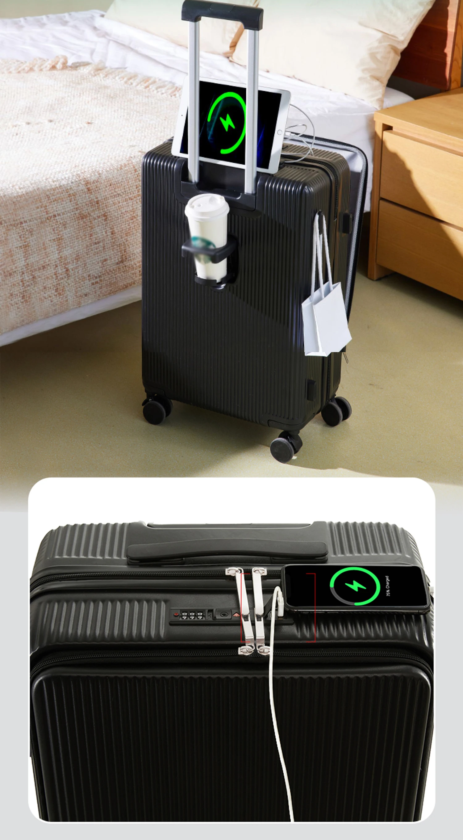 Wholesale ABS+PC Material Trolley Suitcase - Sturdy & Versatile