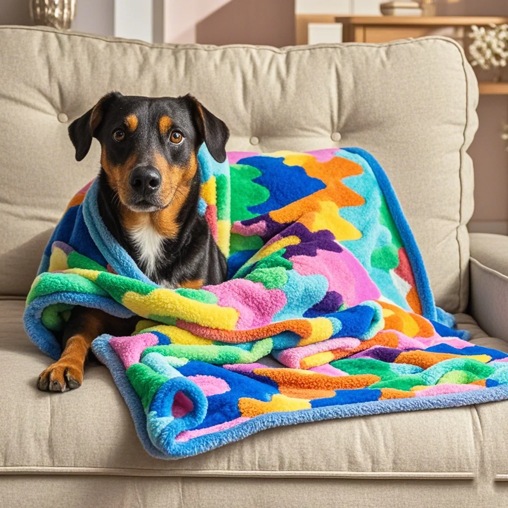 Waterproof and Washable Long Faux Fur & Velvet Dog Blanket for Dogs & Indoor Cats Winter Animal Print Pet Blanket