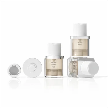 Cosmetic 30g White Plastic Foundation Bottle Double Walls Airless Lotion Pump Bottle