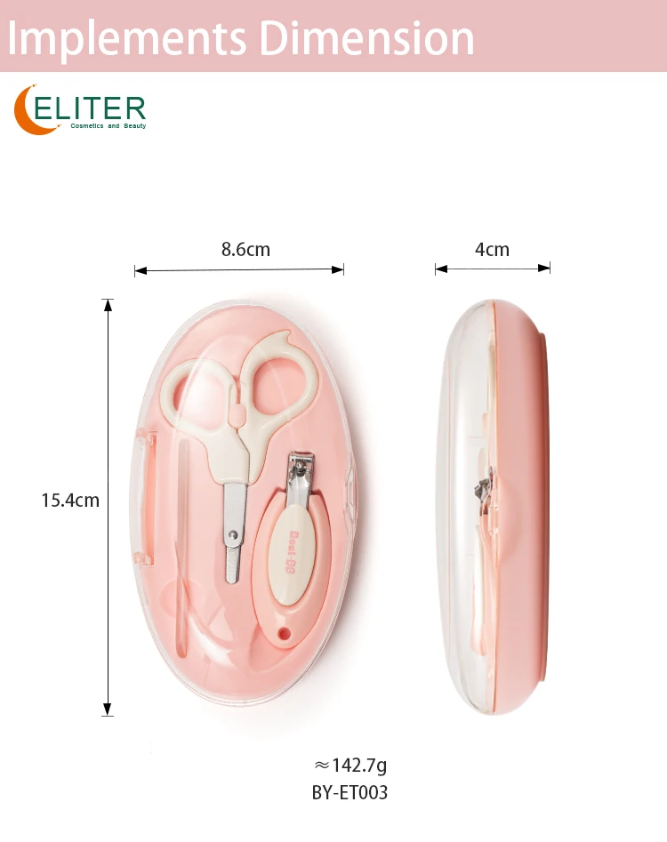 Eliter Hot Sell In Stock Eco-friendly 3 In 1 Pink Blue Grooming Kit Baby Baby Manicure New Born Baby Grooming Kit