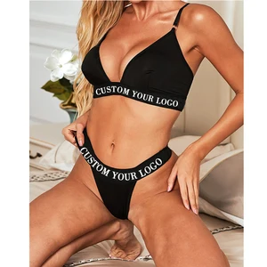 Custom Logo Ropa Interior Braletts Para Mujer Female Bra and Panties Brief Sets Women Underwear
