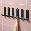 J-shaped hook, black, with adhesive backing.