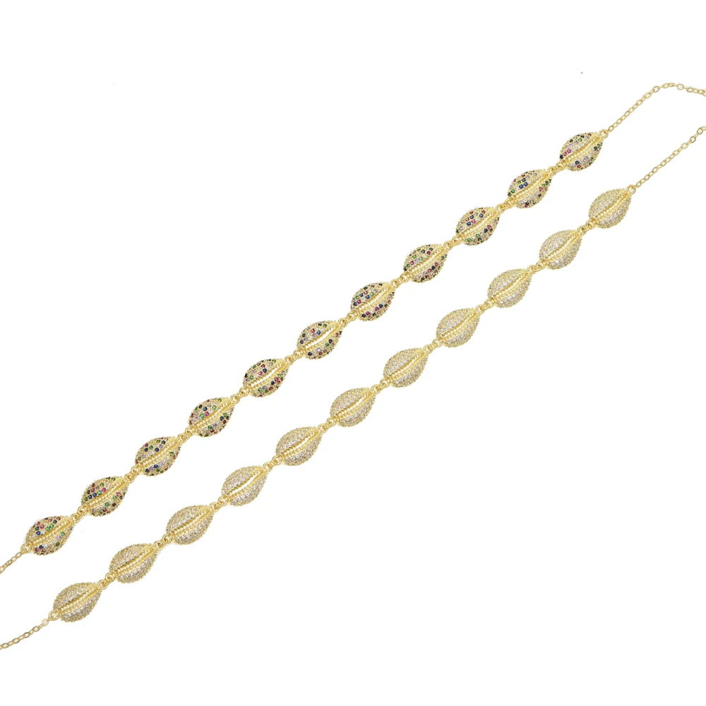 Promotion New Arrived Summer New Styles Shell Shape Tennis Chain Choker Necklace with Cz Paved Heavy Choker Necklace for Wedding