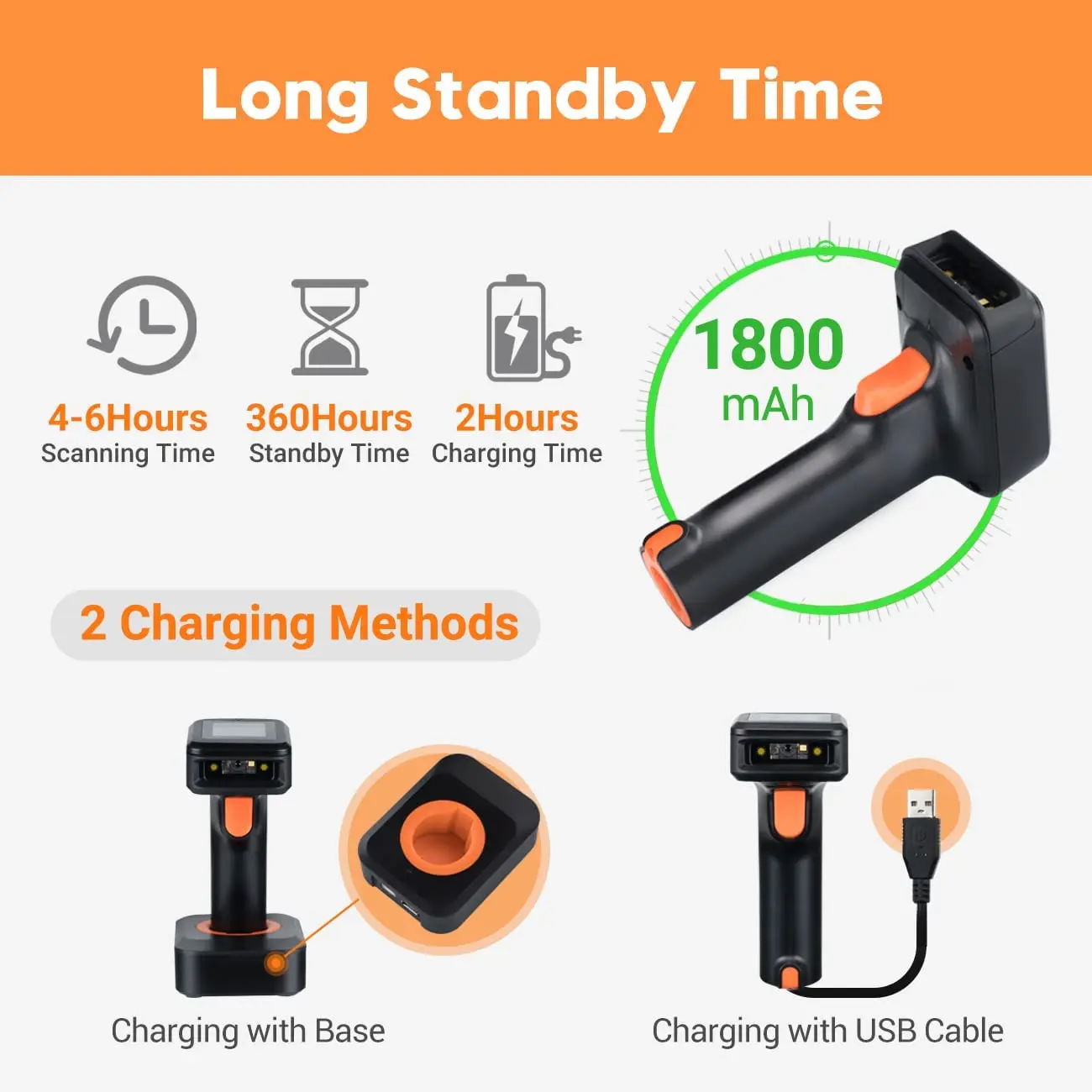 2D Wireless Bar Code Scanner Card Skimmer Display Screen Battery Level Indicator Bluetooth 2.4G Wireless HW0006 Pro Obd Scanner