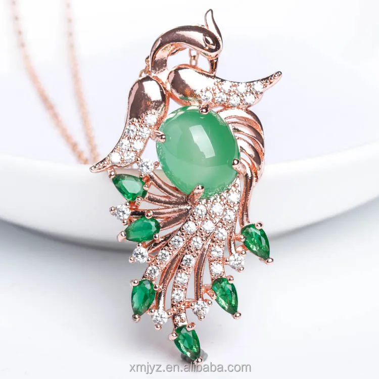 Paon Pendentif Chinois couleur jade collier de mode Charme Bijoux Lucky amulet