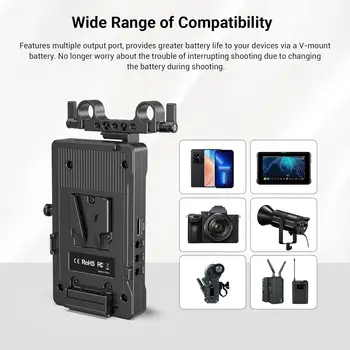 Small Rig V Mount Battery Adapter Plate, Power Supply Splitter With 15 mm Rod Clamp and Adjustable Arm - 3204 product image