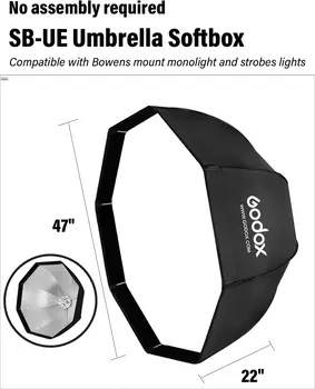 Godox 47" 120cm Octagon Umbrella Softbox Kit Portable Octabox with Bowens Mount Octa Foldable Softbox Lighting Kit Photography detail image