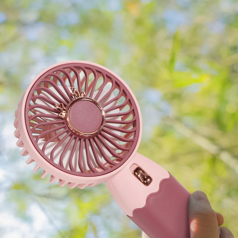 USB Rechargeable Mini Portable Fan Detachable Base Cute 5V Wind Speed Desktop Fans for Office Study Car Home Use Battery-Powered