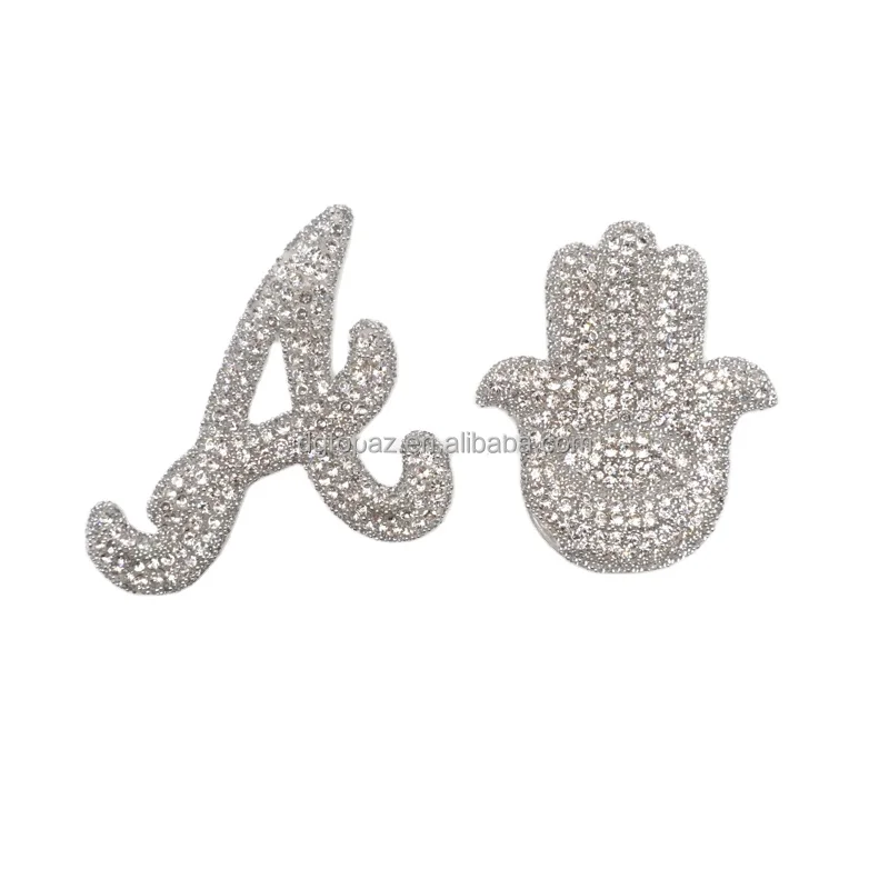 Free sample Custom Design Bear rhinestone Patch 3D Embroidery Applique For Clothing