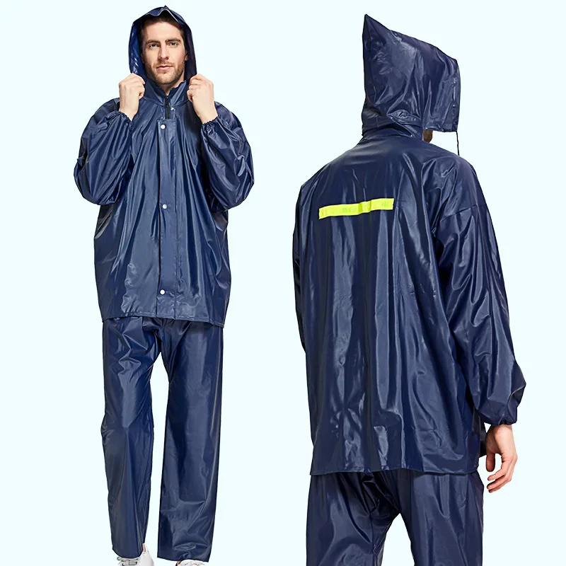 PVC Split Rain Coat Waterproof Motorcycle Suit XXL Size Plastic Rain Jacket Pants Outdoor Windproof Logo Printed Travel Style