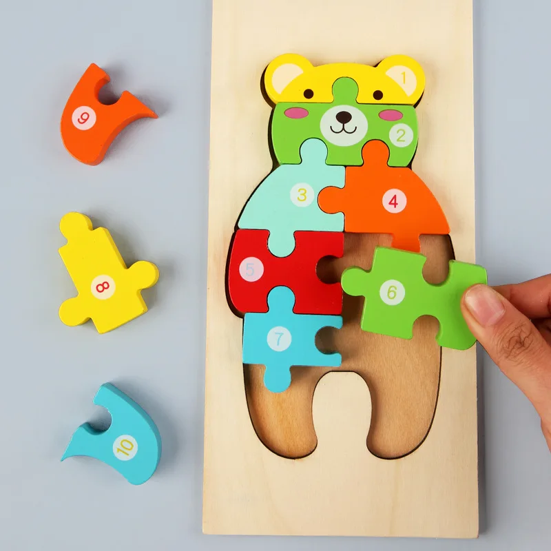 Wholesale Manufacturers Fun Children Toddler Baby Logical Thinking Toy Mini Jigsaw Puzzle 3D Wooden Puzzle & Games