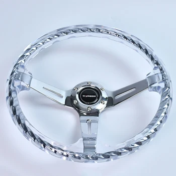 Tiypeor 350mm Crystal Acrylic Chain Steering Wheel - Universal