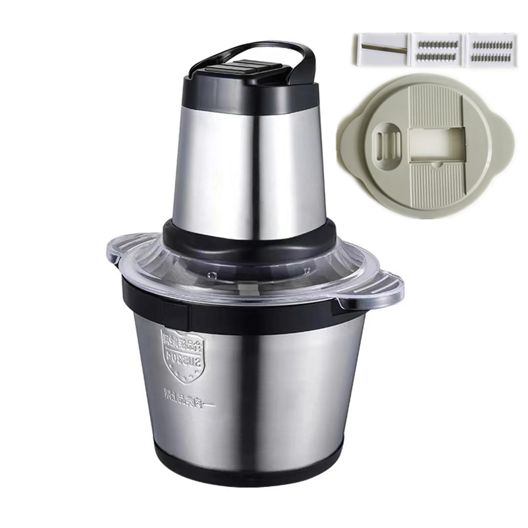 2022 Household Electric Meat Mincer Grinder with Cutter Lid Cheap Good Quality 4L 5L 6L Food Chopper USB Manual Power Source