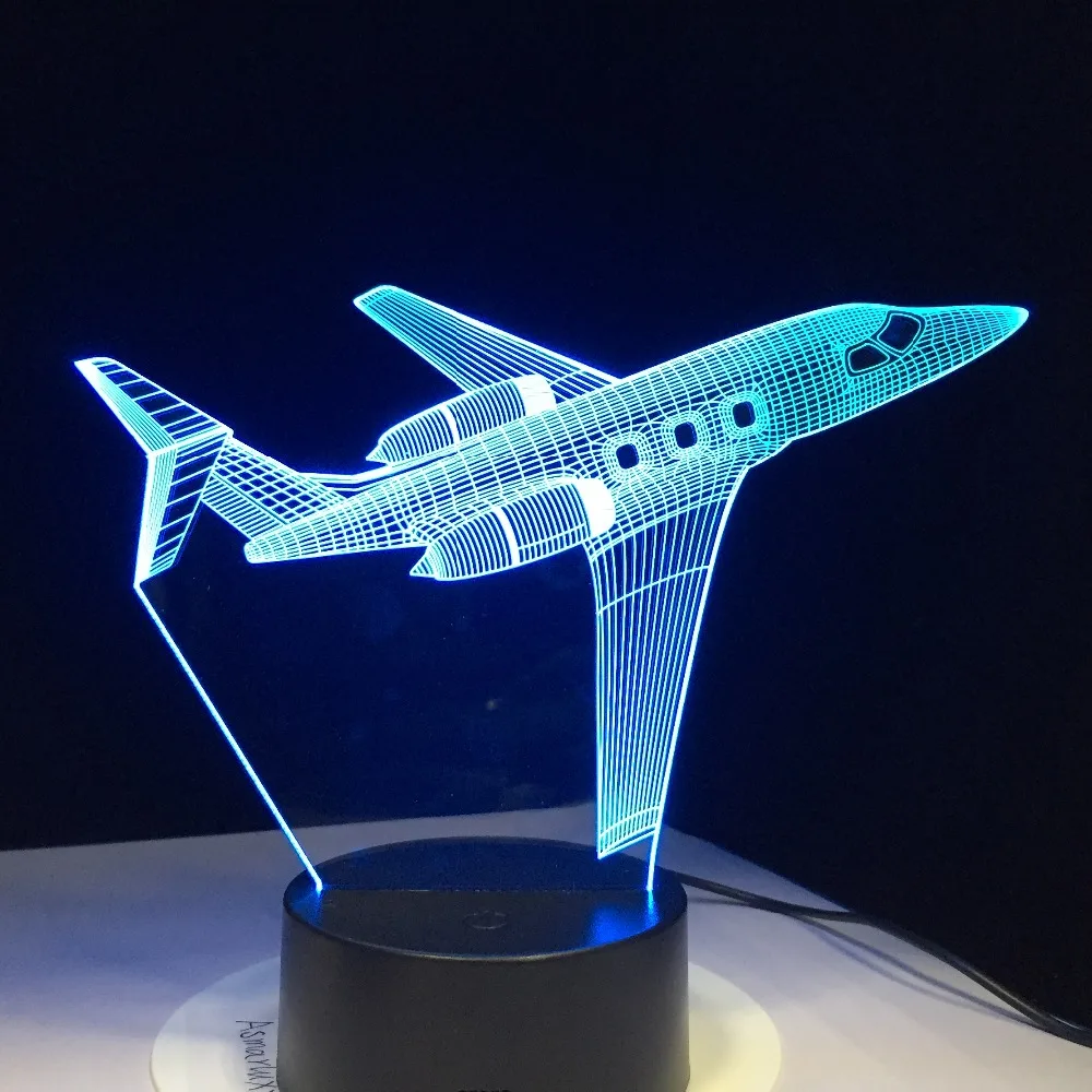 Airplane Model 3d Led Night Light Illusion Kids Gift Passenger Plane Table Lamp