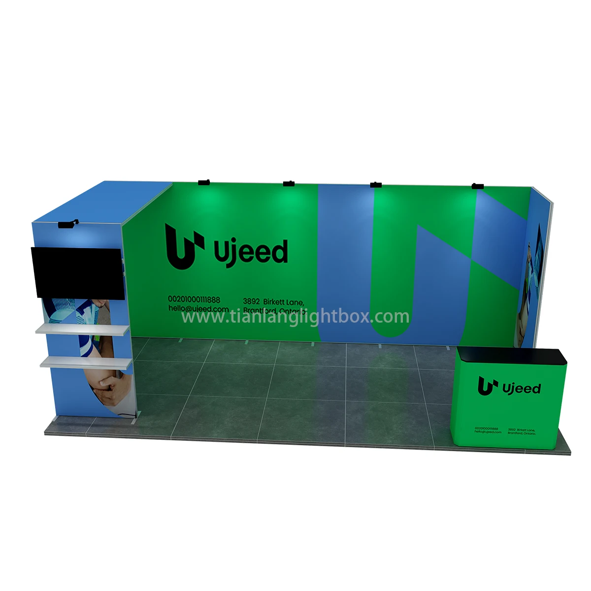 TianLang Forma U Obert 20x10ft aluminiu portable estand de feria mostrador modular més lleuger estand d'exhibició